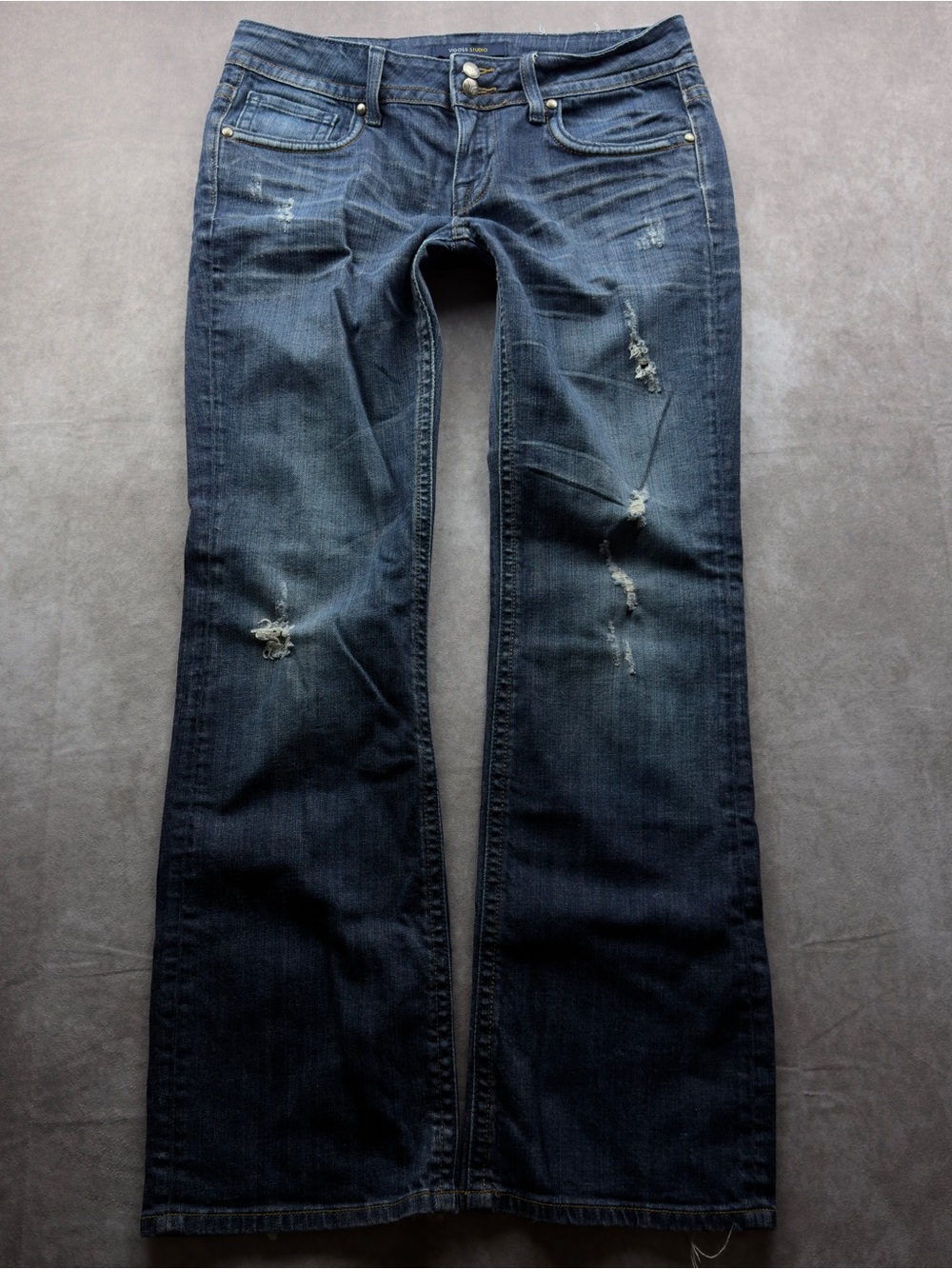 Y2K Vigoss Studio Distressed Bootcut Flare Jeans